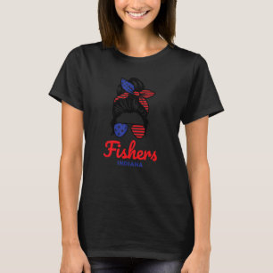 Fishers Indiana Retro Unordentlicher Dutt T-Shirt