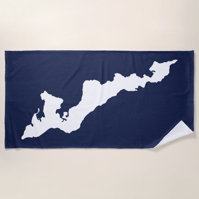 Fishers Island Beach Handtuch - weiß/blau (Vorderseite)