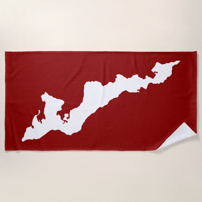 Fishers Island Beach Handtuch - weiß/rot (Vorderseite)