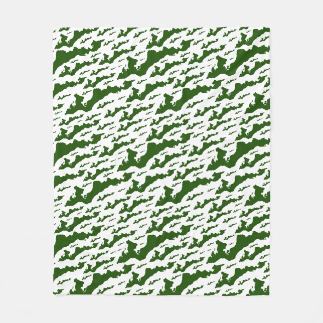 Fishers Island Fleece Blanket – Green/White  (Vorderseite)
