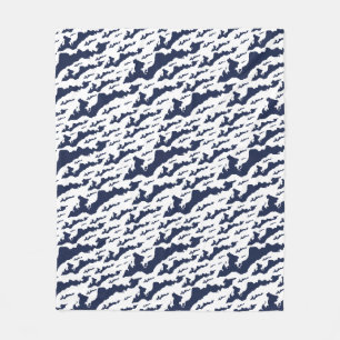 Fishers Island Fleece-Decke – Blau/Weiß Fleecedecke