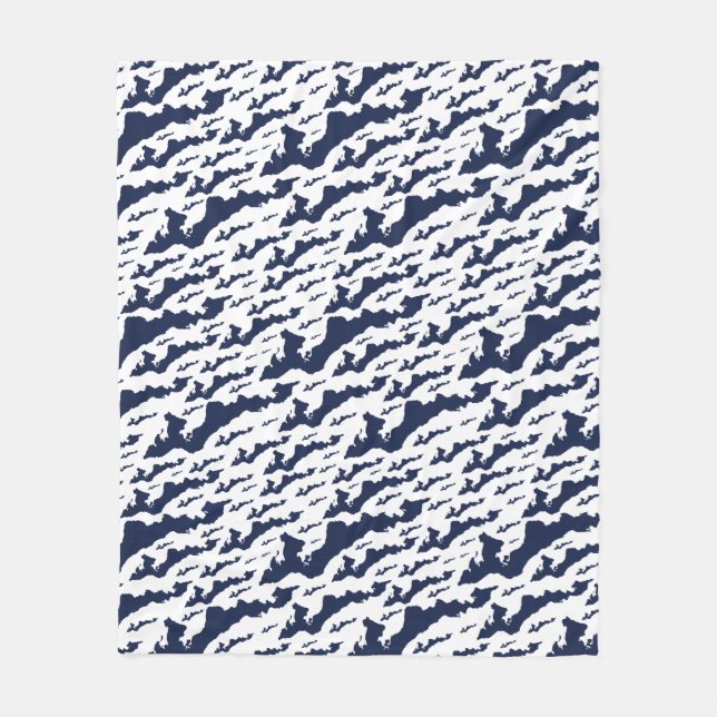 Fishers Island Fleece-Decke – Blau/Weiß Fleecedecke (Vorderseite)