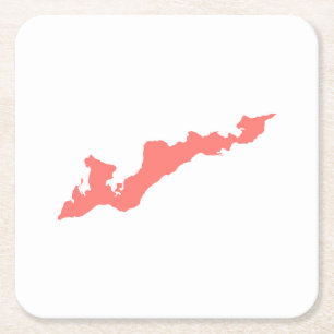 Fishers Island Logo Paper Untersetzer - Coral Pink