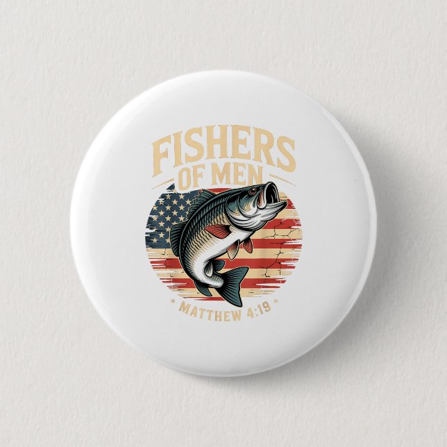 Fishers Of Men Matthew 4 19 American Flag B  Button (Vorderseite)