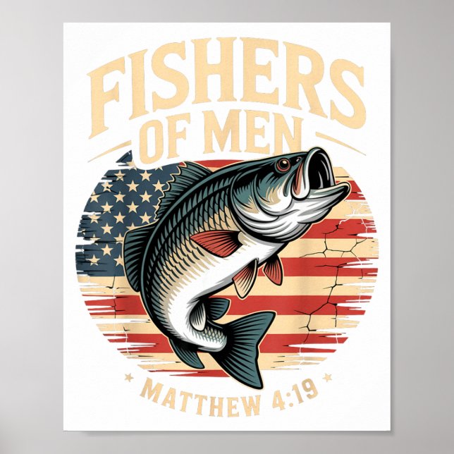Fishers Of Men Matthew 4 19 American Flag B  Poster (Vorne)