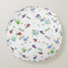 Fishes and Plants in Pond Rundes Kissen