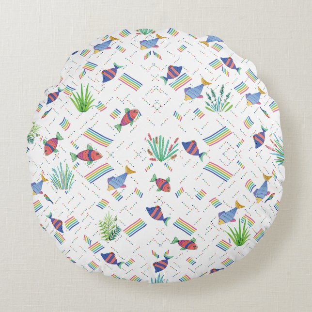 Fishes and Plants in Pond Rundes Kissen (Vorderseite)