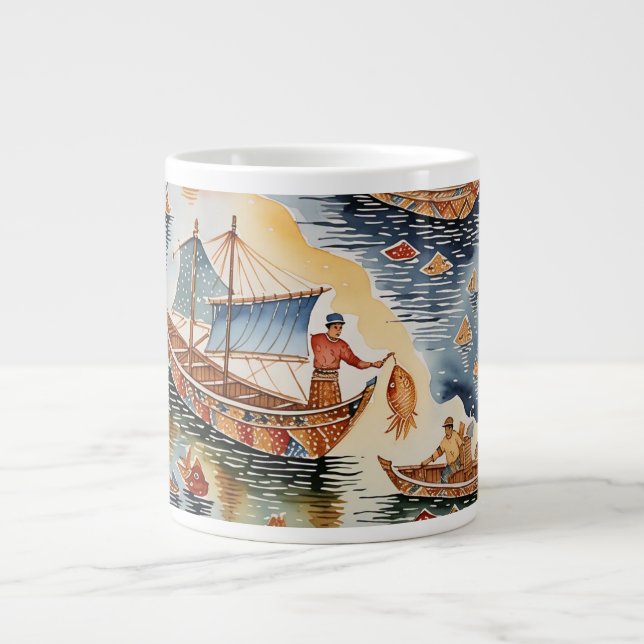 Fishherman's Batik Dream, Java Batik Specialty Tas Jumbo-Tasse (Vorderseite)