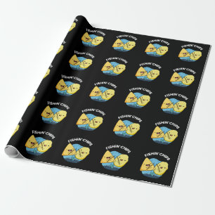 Fishin Chips Funny Food Pub Dark BG Geschenkpapier