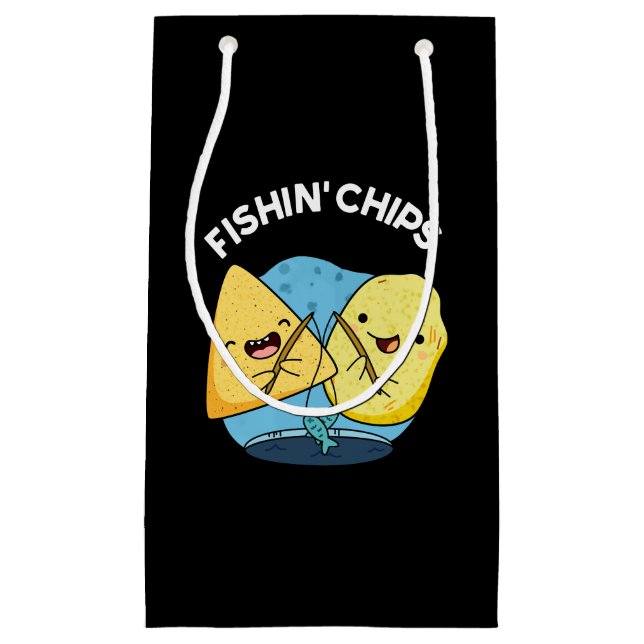 Fishin Chips Funny Food Pub Dark BG Kleine Geschenktüte (Vorderseite)