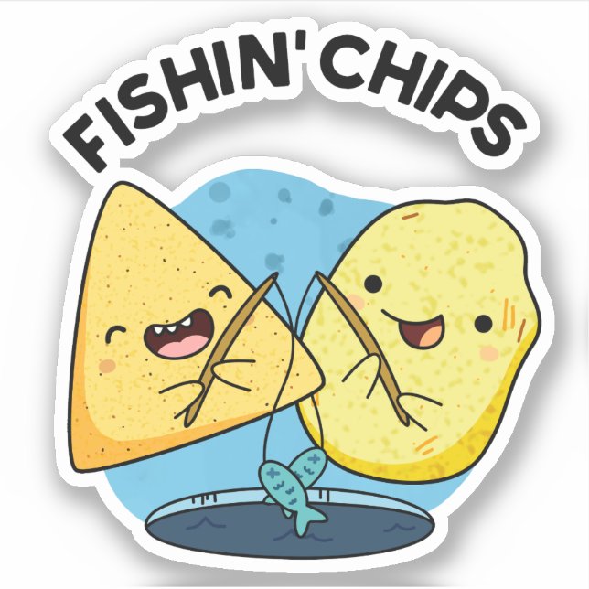 Fishin Chips Funny Food Puff Aufkleber (Vorderseite)