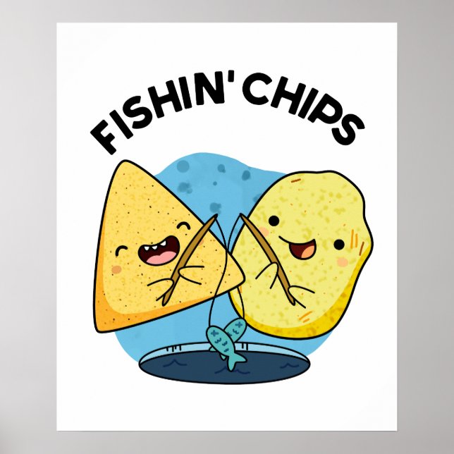 Fishin Chips Funny Food Puff Poster (Vorne)