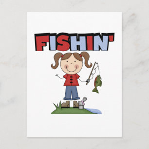 Fishin' Girl-T - Shirt Postkarte