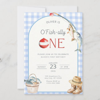 Fishing 1st Birthday Invitation O Fishally One  Einladung