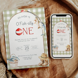Fishing 1st Birthday Invitation O Fishally One  Einladung