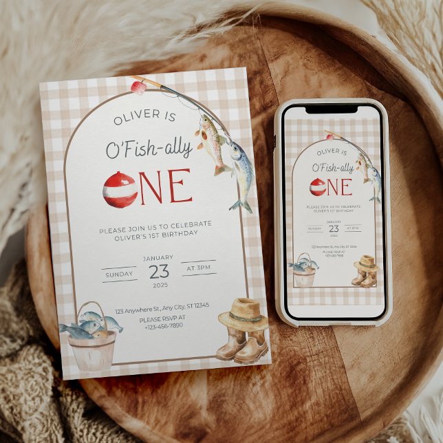 Fishing 1st Birthday Invitation O Fishally One  Einladung (Von Creator hochgeladen)