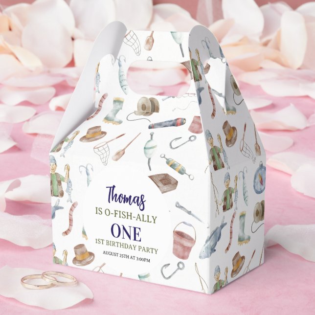 Fishing 1st Birthday | O-Fish-Ally One party Geschenkschachtel (Hochzeit)