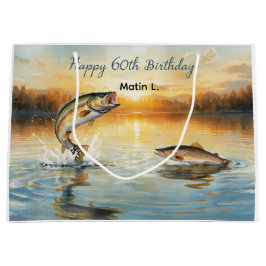 Fishing 60th Birthday Große Geschenktüte