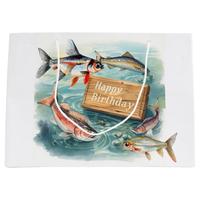 Fishing Alles Gute zum Geburtstag  Große Geschenktüte (Vorderseite)