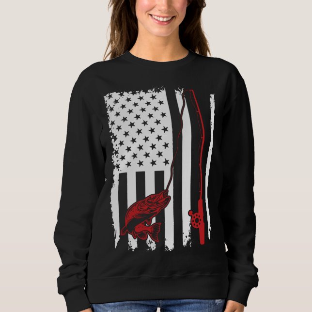 Fishing  American Flag Bass Fishing Sweatshirt (Vorderseite)