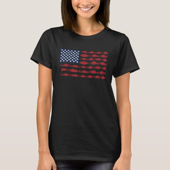 Fishing American Flag Fisherman Patriotic Day 4th  T-Shirt (Vorderseite)
