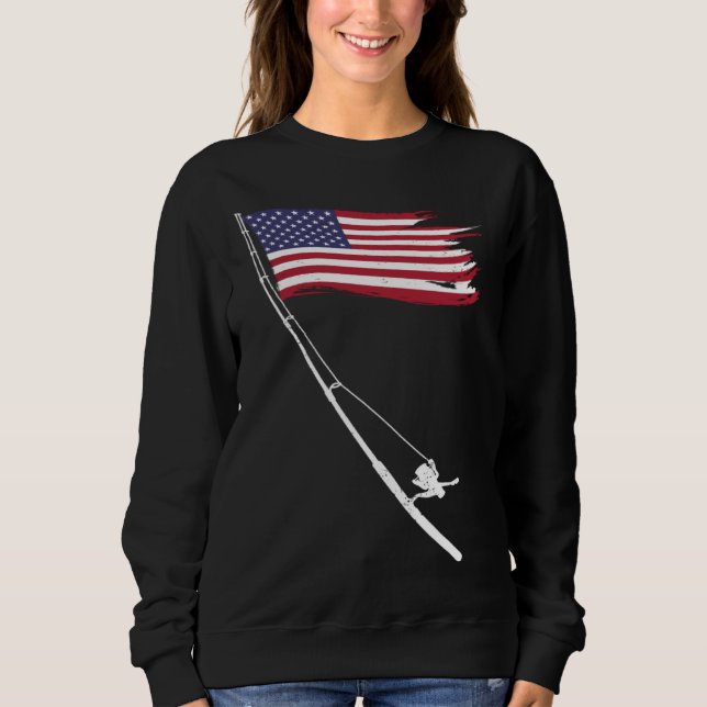 Fishing  American Flag Fishing Rod Sweatshirt (Vorderseite)