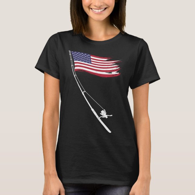 Fishing  American Flag Fishing Rod T-Shirt (Vorderseite)