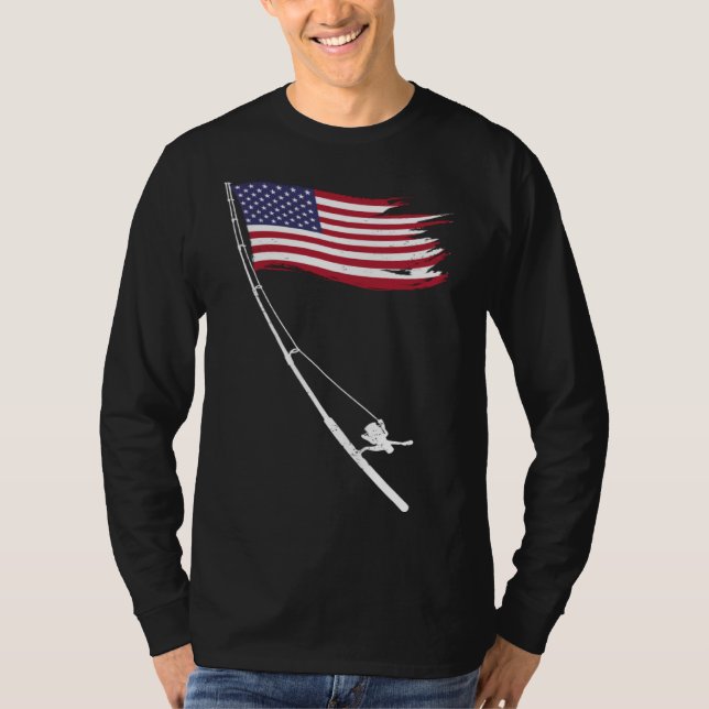 Fishing  American Flag Fishing Rod T-Shirt (Vorderseite)