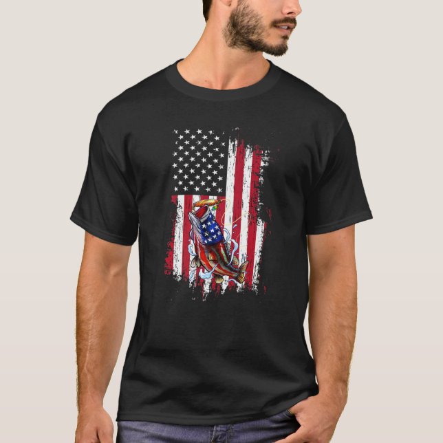 Fishing American Flag Vintage Usa Fisherman T-Shirt (Vorderseite)