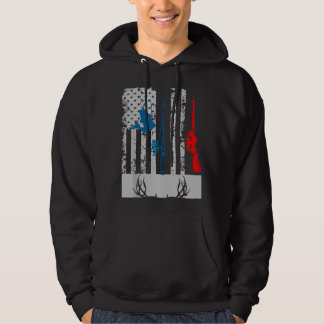 Fishing And Deer Hunting American Flag For Hunter Hoodie