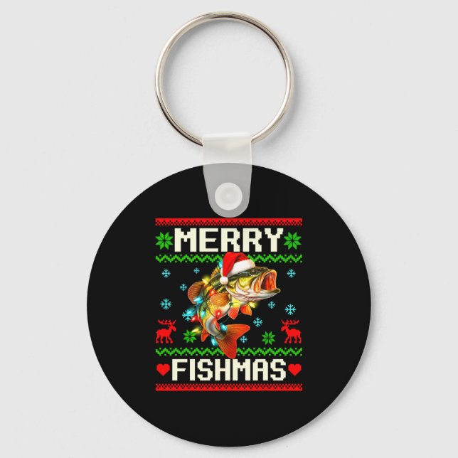 Fishing B Fish Merry Fishmas Fisherman Ugly Christ Schlüsselanhänger (Vorderseite)