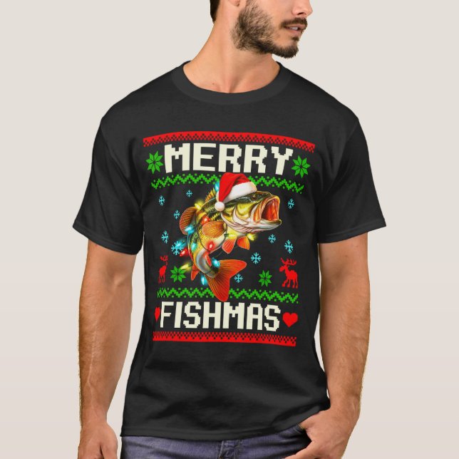 Fishing B Fish Merry Fishmas Fisherman Ugly Christ T-Shirt (Vorderseite)