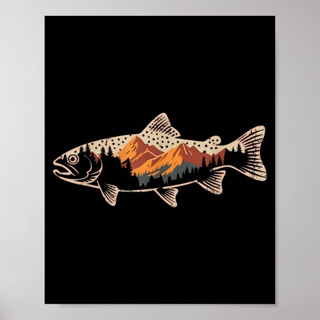 Fishing B Fish Mountain Star Fisherman Art Men Wom Poster (Vorne)