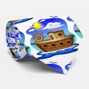 Fishing Boat Cartoon  Krawatte