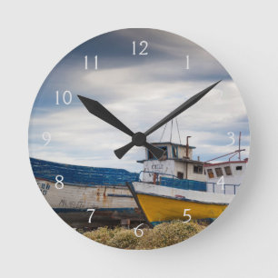 Fishing boats runde wanduhr