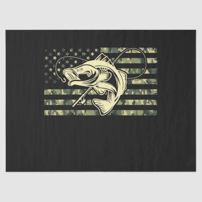 Fishing Camouflage USA Flag Bass Fisher Seidenpapier (Vorderseite)