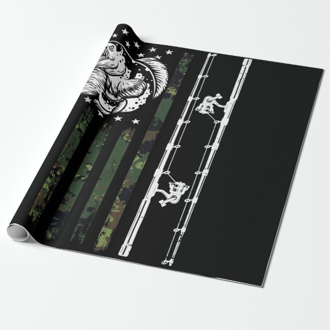Fishing Camouflage USA Flag Bass Fisherman Geschenkpapier (Ungerollt)