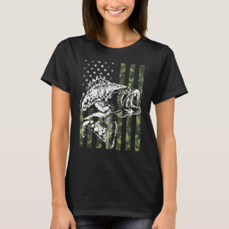 Fishing Camouflage USA Flag Bass Fisherman T-Shirt