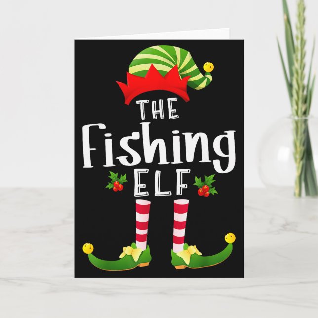 Fishing Christmas Elf Matching Pajama X-mas Party  Karte (Vorderseite)