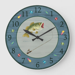 Fishing Clock, Fishermans Clock Große Wanduhr