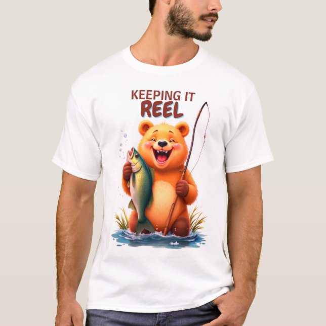 Fishing Dad Bear Catch Fish  T-Shirt (Vorderseite)