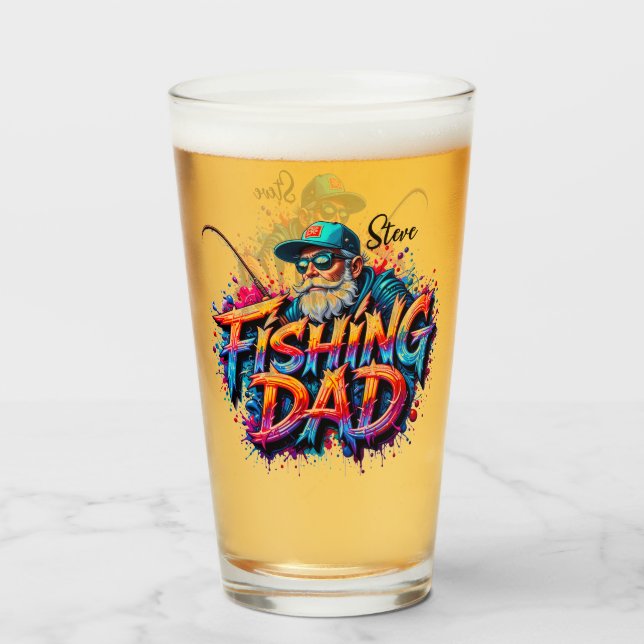 Fishing Dad Fish Graffiti Glass Glas (Vorne (Gefüllt))