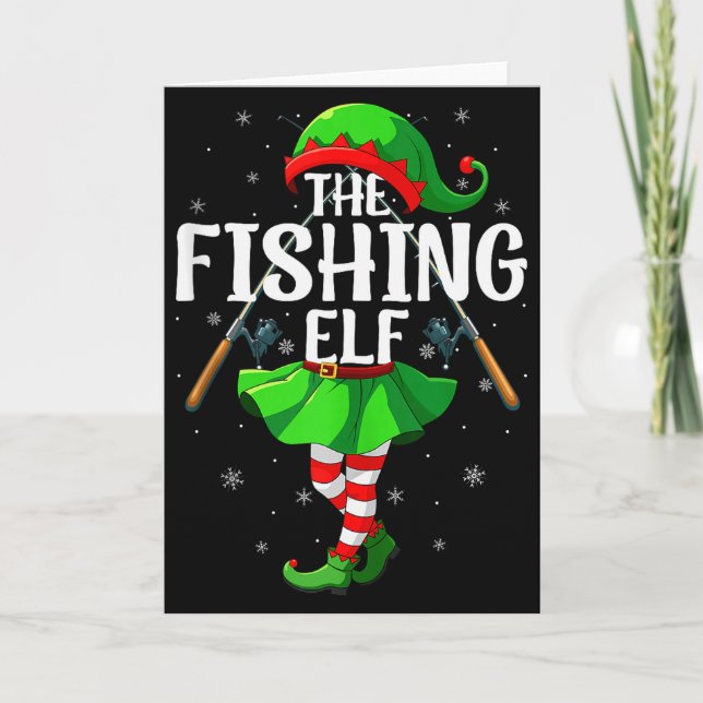Fishing Elf Christmas Girls Women Elf Squad Xmas F Karte (Vorderseite)