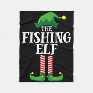 Fishing Elf passende Familiensgruppe Weihnachtsfei Fleecedecke