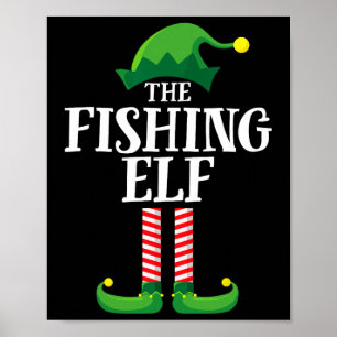 Fishing Elf passendes Familien Gruppen Weihnachtsf Poster