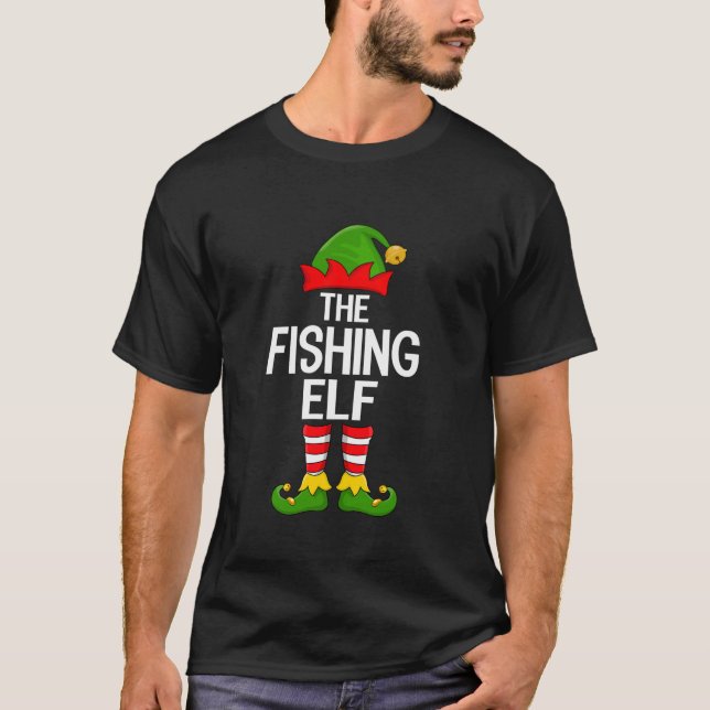 Fishing Elf Xmas Matching Family Elf Squad Christm T-Shirt (Vorderseite)