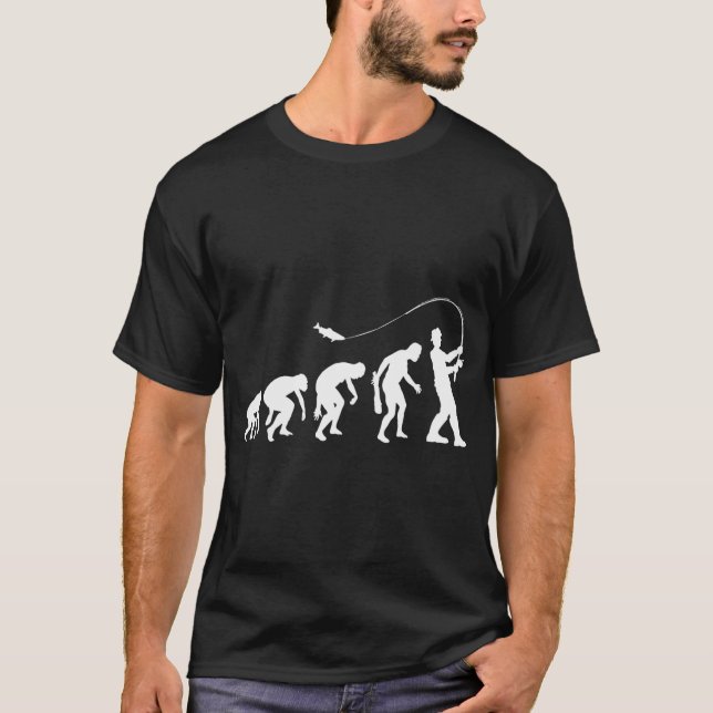 Fishing Evolution - Lustige Evolution Angler  T-Shirt (Vorderseite)