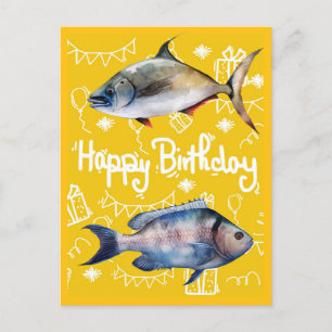 Fishing-Fans Geburtstagsangeln Postkarte