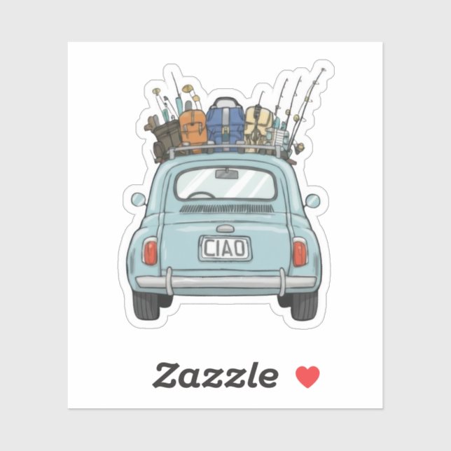 Fishing Fiat Car Aufkleber (Blatt)