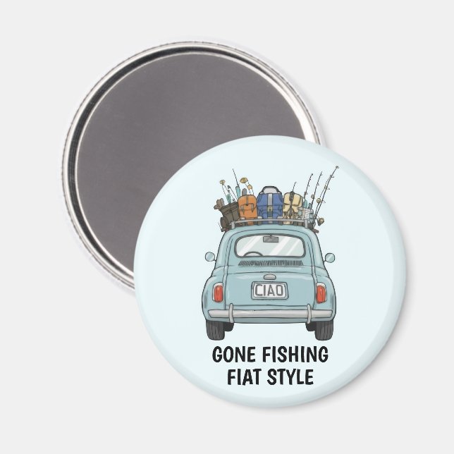 Fishing Fiat Car  Magnet (Vorderseite/Rückseite)